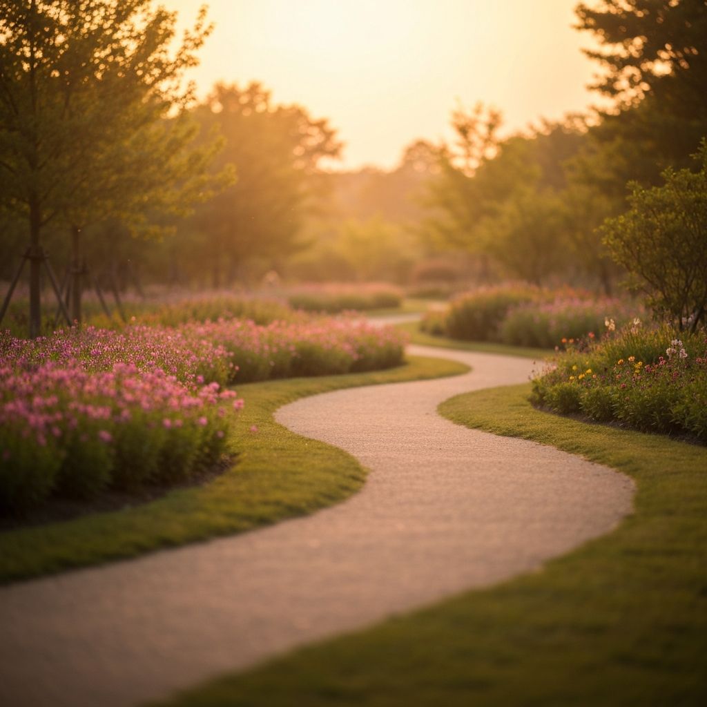 Gentle path through nature at golden hour