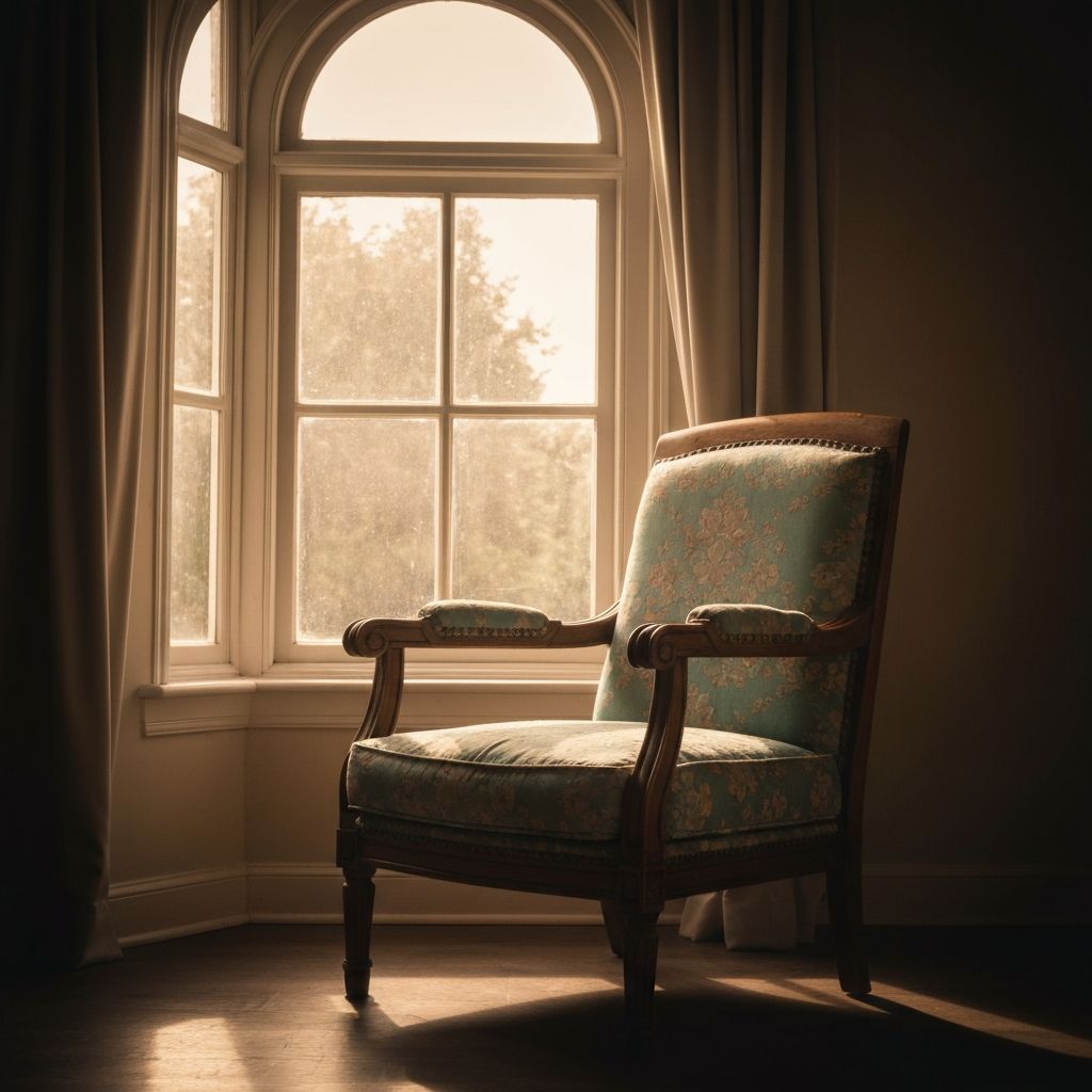 Empty calm chair by window with natural light